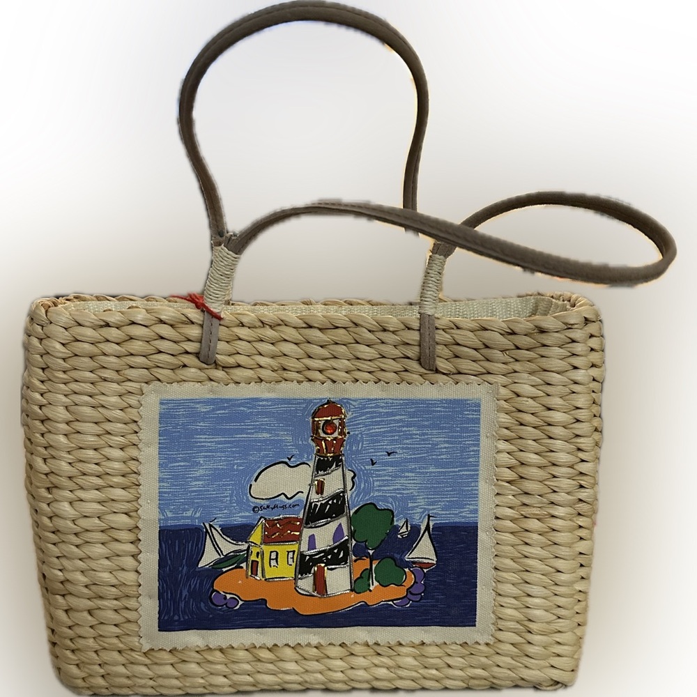 Sun n Sand Lighthouse Straw Handbag